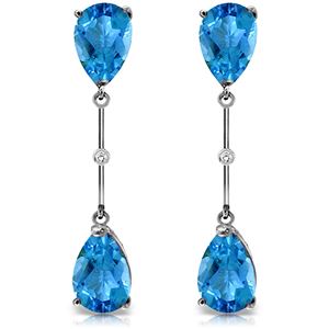 ALARRI 7.01 CTW 14K Solid White Gold Diamond Blue Topaz Dangling Earrings