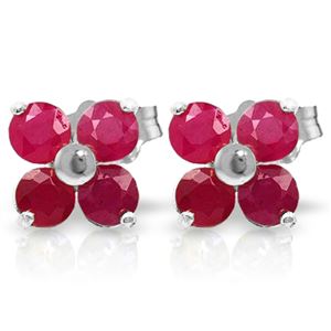 ALARRI 1.15 Carat 14K Solid White Gold Steps Forward Ruby Earrings