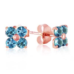 ALARRI 1.15 CTW 14K Solid Rose Gold Stud Earrings Blue Topaz