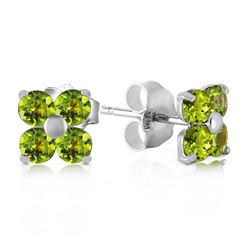 ALARRI 1.15 Carat 14K Solid White Gold Glimmering Smile Peridot Earrings