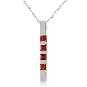 ALARRI 0.35 Carat 14K Solid White Gold Necklace Bar Natural Garnet