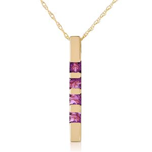 ALARRI 0.35 Carat 14K Solid Gold Necklace Bar Natural Purple Amethyst