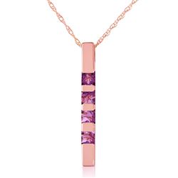 ALARRI 14K Solid Rose Gold Necklace Bar w/ Natural Purple Amethysts