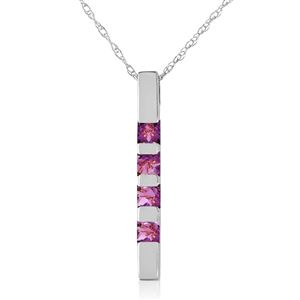 ALARRI 0.35 Carat 14K Solid White Gold Necklace Bar Natural Purple Amethyst