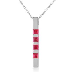 ALARRI 0.35 Carat 14K Solid White Gold Necklace Bar Natural Ruby