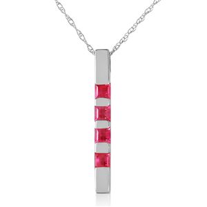 ALARRI 0.35 Carat 14K Solid White Gold Necklace Bar Natural Ruby