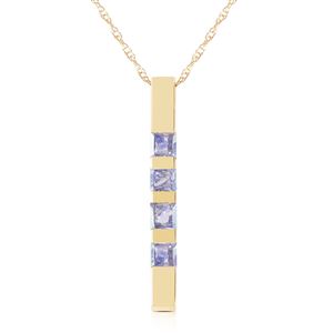 ALARRI 0.35 Carat 14K Solid Gold Necklace Bar Natural Tazanites