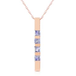 ALARRI 14K Solid Rose Gold Necklace Bar w/ Natural Tazanites