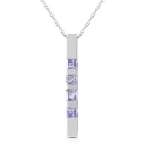 ALARRI 0.35 Carat 14K Solid White Gold Necklace Bar Natural Tazanites