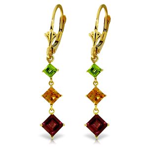 ALARRI 4.8 CTW 14K Solid Gold Chandelier Earrings Peridot, Citrine Garnet