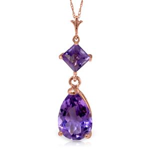 ALARRI 2 Carat 14K Solid Rose Gold Laughter Amethyst Necklace