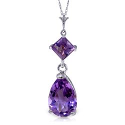 ALARRI 2 Carat 14K Solid White Gold Continuous Line Amethyst Necklace