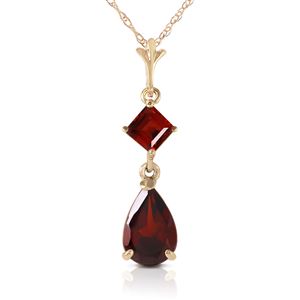 ALARRI 2 Carat 14K Solid Gold Love Under The Rain Garnet Necklace