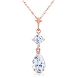 ALARRI 2 CTW 14K Solid Rose Gold Sparkly Dew Aquamarine Necklace