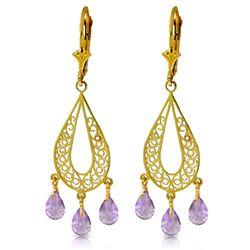 ALARRI 3.75 Carat 14K Solid Gold Chandelier Earrings Natural Amethyst