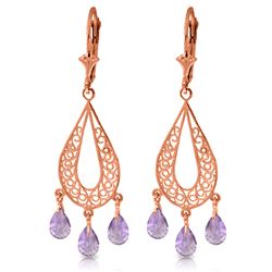 ALARRI 3.75 Carat 14K Solid Rose Gold Chandelier Earrings Natural Amethyst