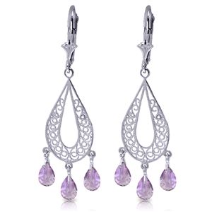 ALARRI 3.75 Carat 14K Solid White Gold Chandelier Earrings Natural Amethyst