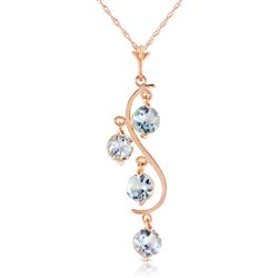 ALARRI 14K Solid Rose Gold Necklace w/ Natural Aquamarines