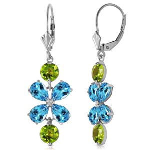 ALARRI 5.32 Carat 14K Solid Gold Still Burning Blue Topaz Peridot Earrings