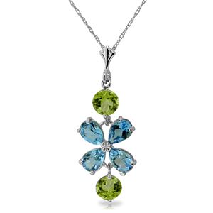 ALARRI 3.15 CTW 14K Solid White Gold Something Charming Blue Topaz Peridot Necklace