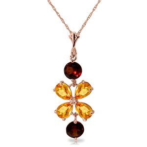 ALARRI 3.15 Carat 14K Solid Rose Gold Necklace Citrine Garneters