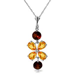 ALARRI 3.15 CTW 14K Solid White Gold Necklace Citrine Garneters