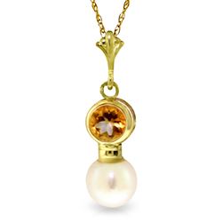 ALARRI 1.23 Carat 14K Solid Gold Sunny Rays Citrine Pearl Necklace