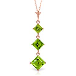 ALARRI 2.4 CTW 14K Solid Rose Gold Waterdrops Peridot Necklace