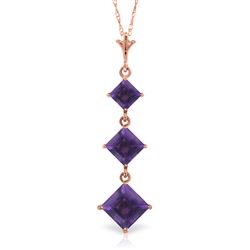 ALARRI 2.4 CTW 14K Solid Rose Gold Waterdrops Amethyst Necklace