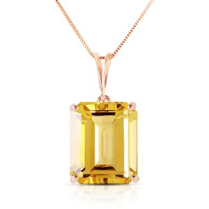 ALARRI 14K Solid Rose Gold Necklace w/ Octagon Citrine