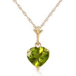 ALARRI 1.15 Carat 14K Solid Gold Leap Of Heart Peridot Necklace