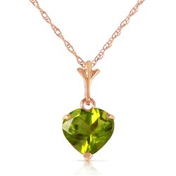 ALARRI 1.15 Carat 14K Solid Rose Gold Proud Heart Peridot Necklace