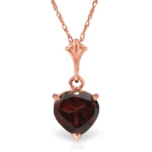 ALARRI 1.15 CTW 14K Solid Rose Gold Lonely Heart Garnet Necklace