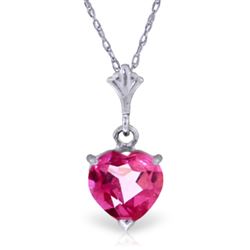 ALARRI 1.15 Carat 14K Solid White Gold Complelling Pink Topaz Necklace