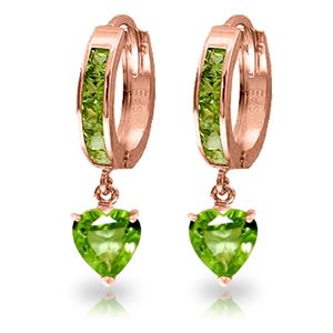 ALARRI 4.1 Carat 14K Solid Rose Gold Peridot Heart Hoop Earrings