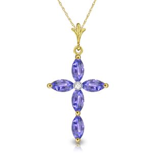 ALARRI 1.23 CTW 14K Solid Gold Necklace Natural Diamond Tanzanite