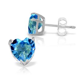 ALARRI 3.25 CTW 14K Solid White Gold Footsteps At Night Blue Topaz Earrings