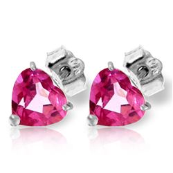 ALARRI 3.25 CTW 14K Solid White Gold Stud Earrings Natural Pink Topaz