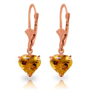 ALARRI 3.05 Carat 14K Solid Rose Gold Citrine Fire Earrings