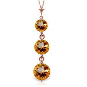 ALARRI 3.6 Carat 14K Solid Rose Gold Rainfall Citrine Necklace