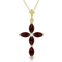 ALARRI 1.23 Carat 14K Solid Gold Necklace Natural Diamond Garnet