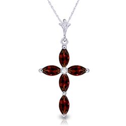 ALARRI 1.23 Carat 14K Solid White Gold Necklace Natural Diamond Garnet