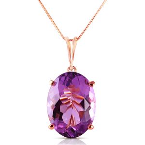 ALARRI 14K Solid Rose Gold Necklace w/ Oval Purple Amethyst