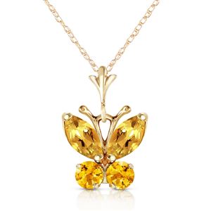 ALARRI 0.6 Carat 14K Solid Gold Butterfly Necklace Citrine
