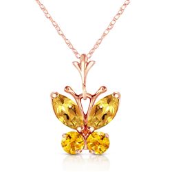 ALARRI 0.6 CTW 14K Solid Rose Gold Butterfly Necklace Citrine