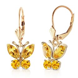 ALARRI 1.24 CTW 14K Solid Gold Butterfly Earrings Citrine