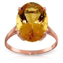 ALARRI 6 Carat 14K Solid Rose Gold Ring Natural Oval Citrine