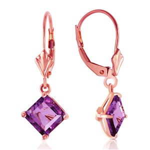 ALARRI 3.2 CTW 14K Solid Rose Gold Amethyst Simplicity Earrings