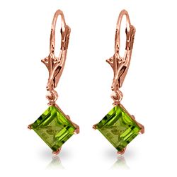 ALARRI 3.2 CTW 14K Solid Rose Gold Peridot Simplicity Earrings