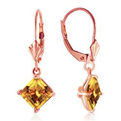 ALARRI 3.2 Carat 14K Solid Rose Gold Citrine Simplicity Earrings
